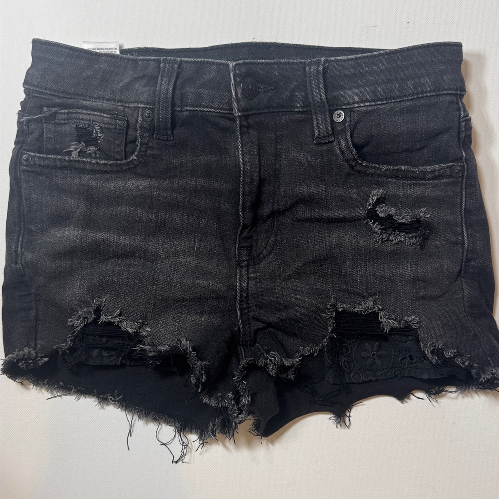 American Eagle Outfitters Ripped Black Jean Shorts